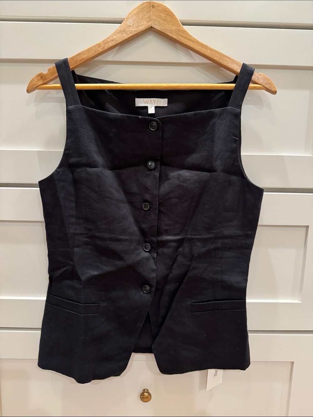 WAYF Black Linen Top